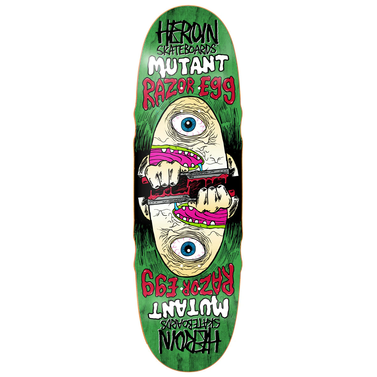 Heroin - Mutant Razoregg Green 9.5 Skateboard Deck.