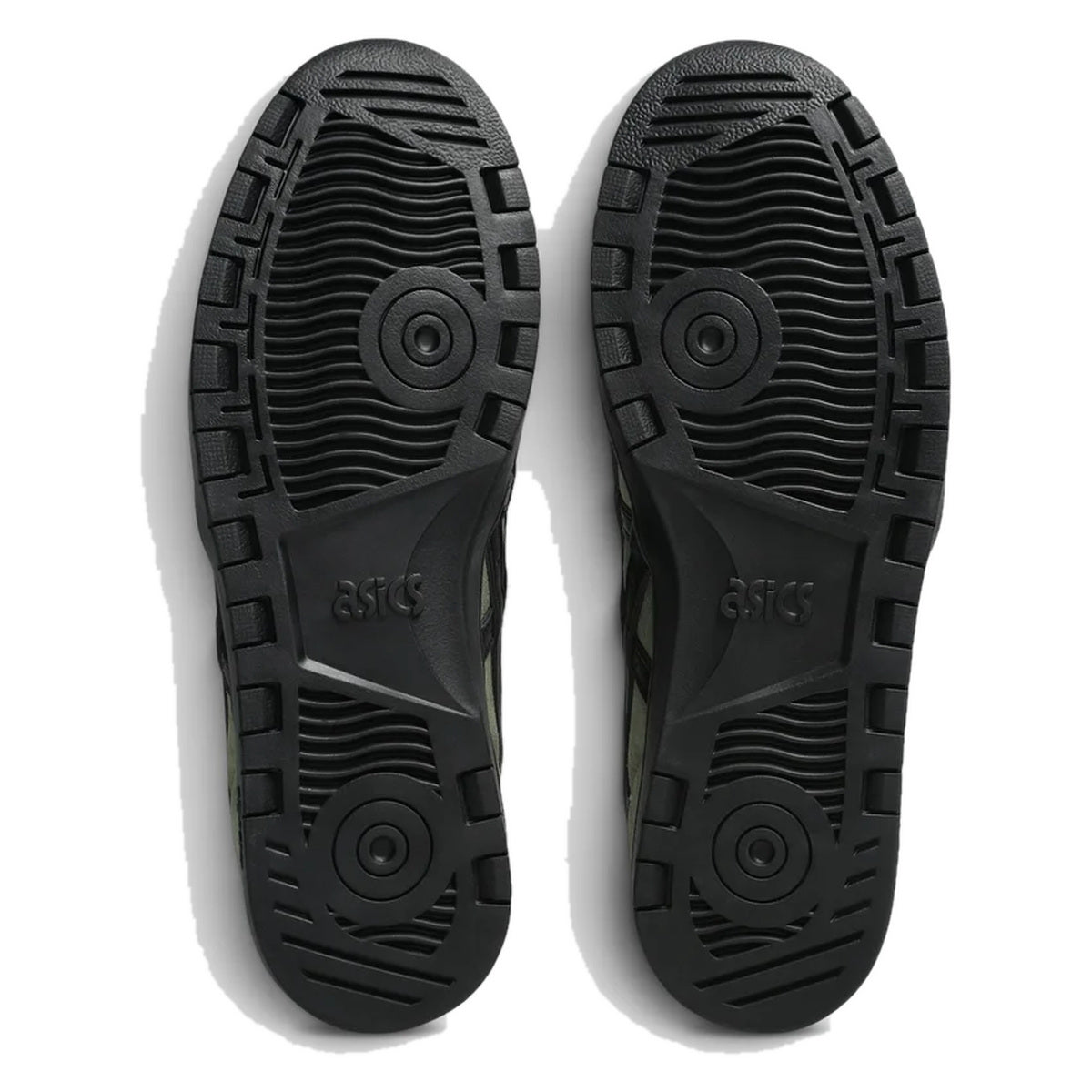 ASICS Japan Pro Moss/Black shoes soles view, white background