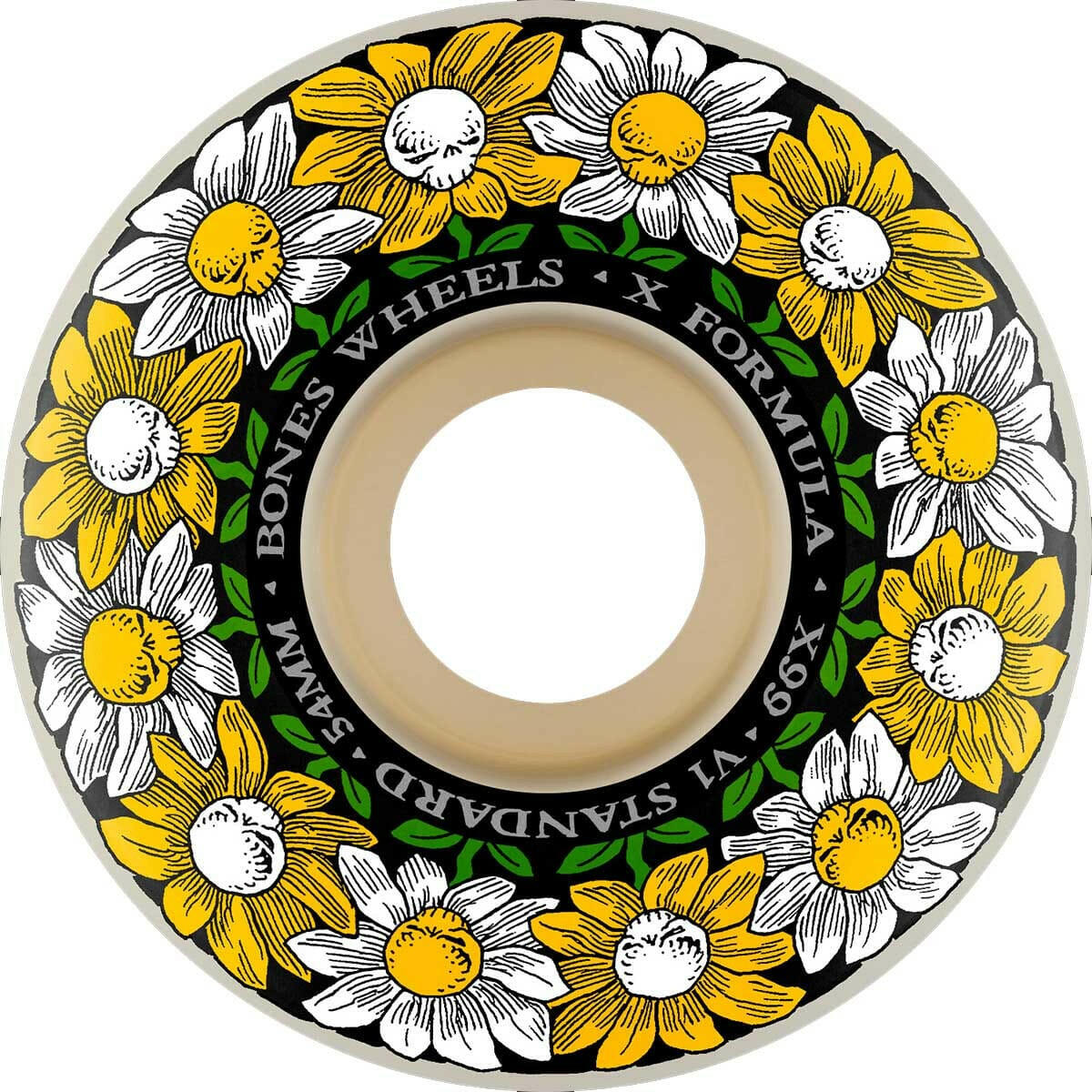 Bones - XF Pushing Up Daisies 53MM 99A V1 Skateboard Wheels.