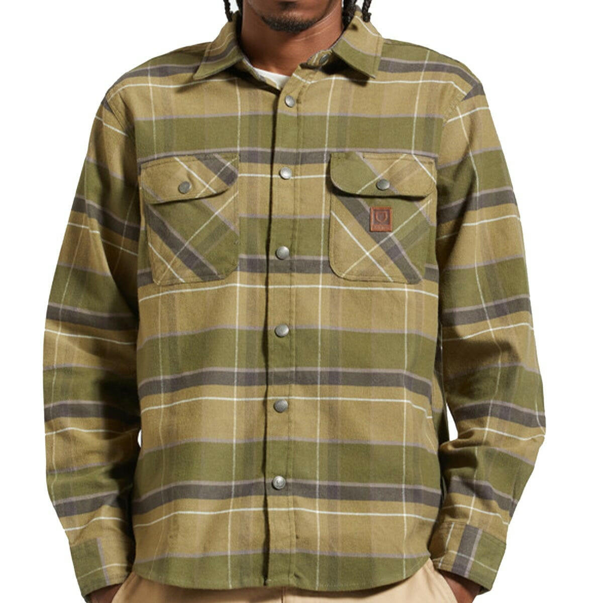 Brixton - Builders Bowery Flannel Dill/Olive Surplus/Washed Black.