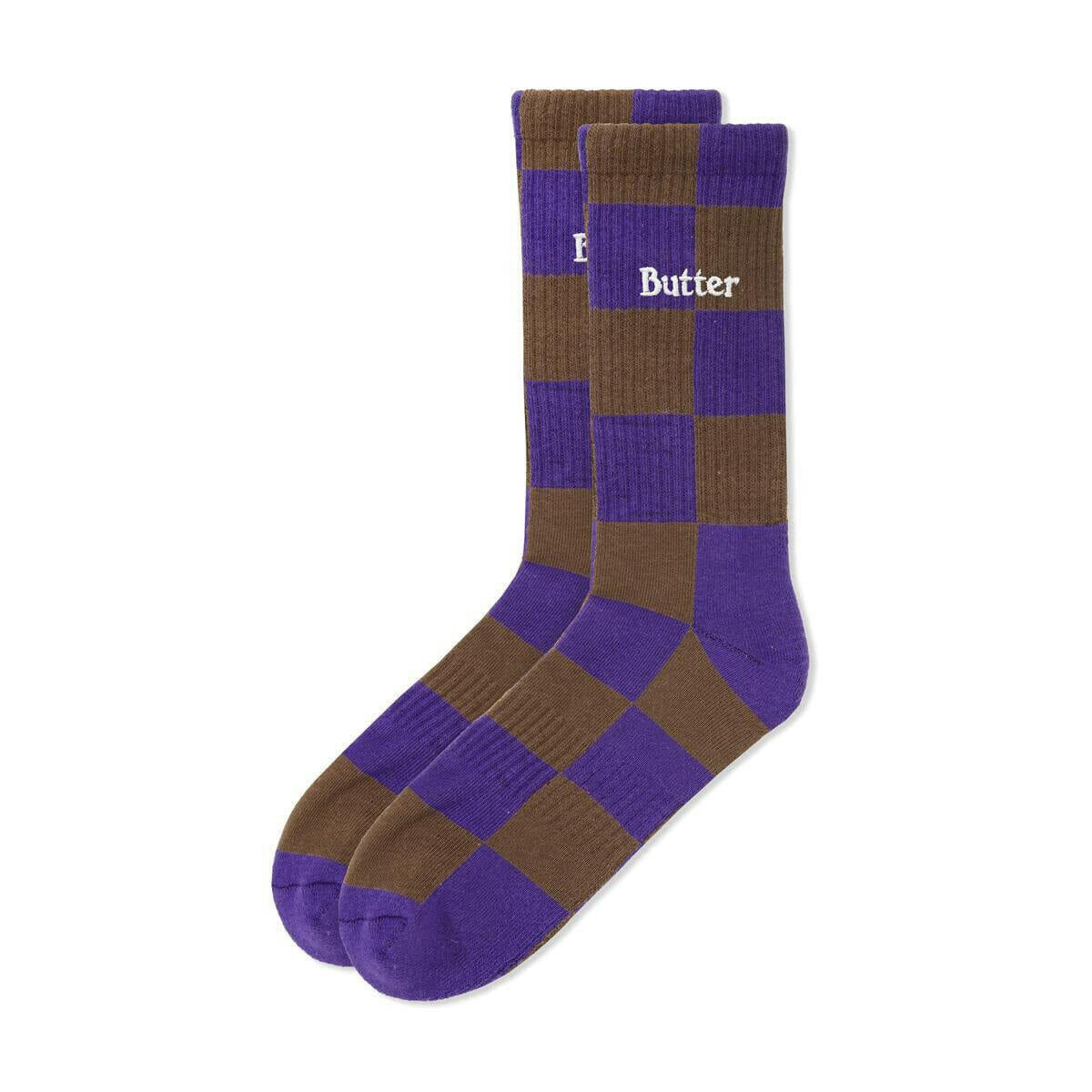 Butter Goods - Checkered Socks Brown/Indigo.