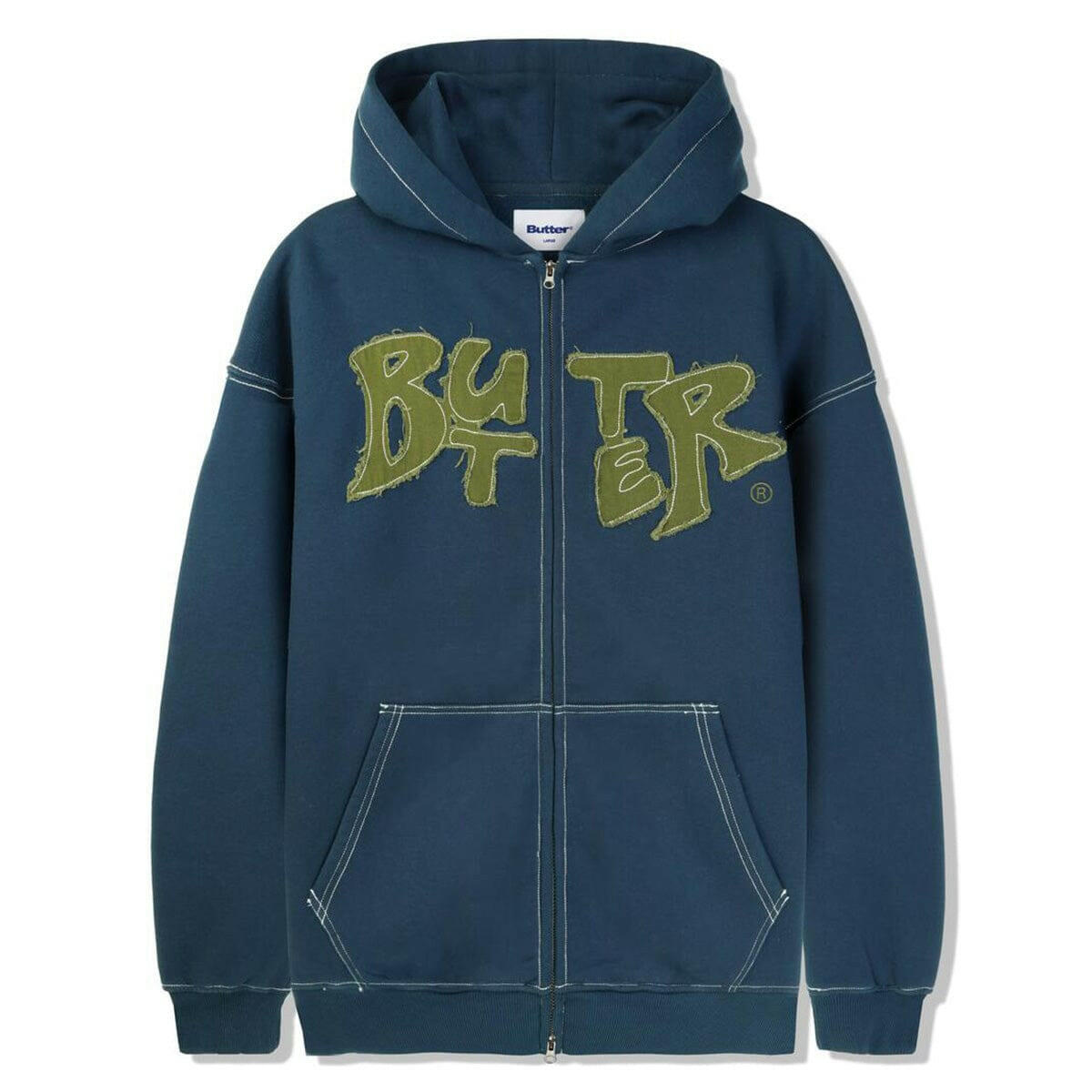 Butter Goods - Fabric Applique Zip Hoodie Navy.