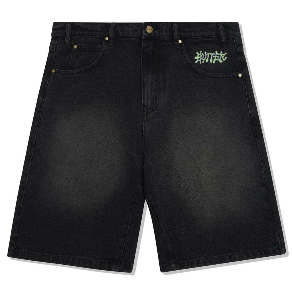 Butter Goods Ink Denim Shorts Worn Black OCD Skate Shop