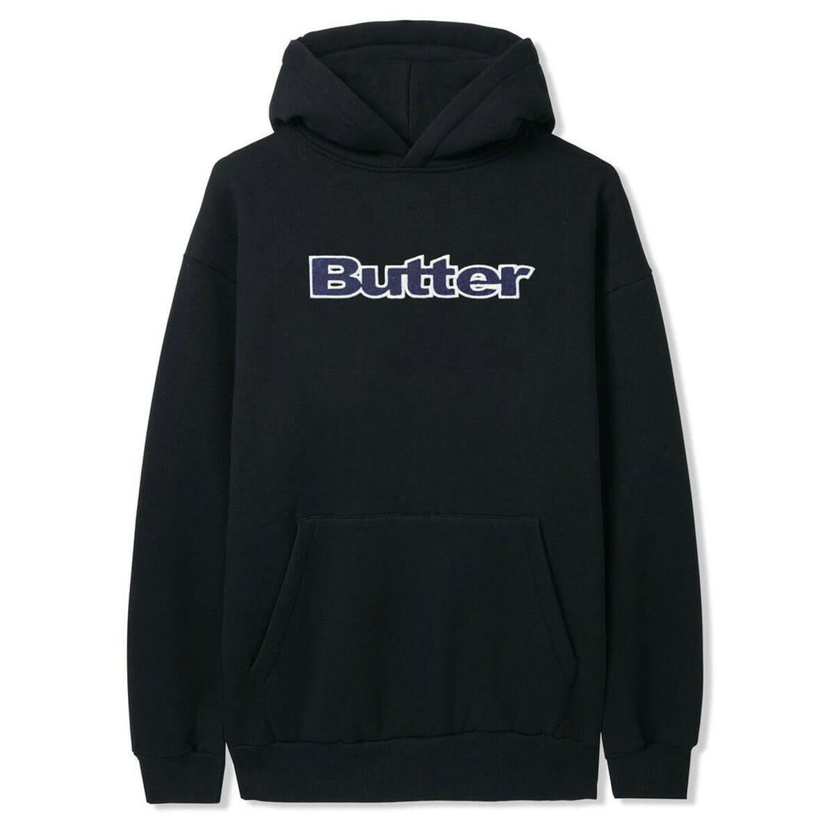 Butter Goods - Logo Denim Applique Hoodie Black.