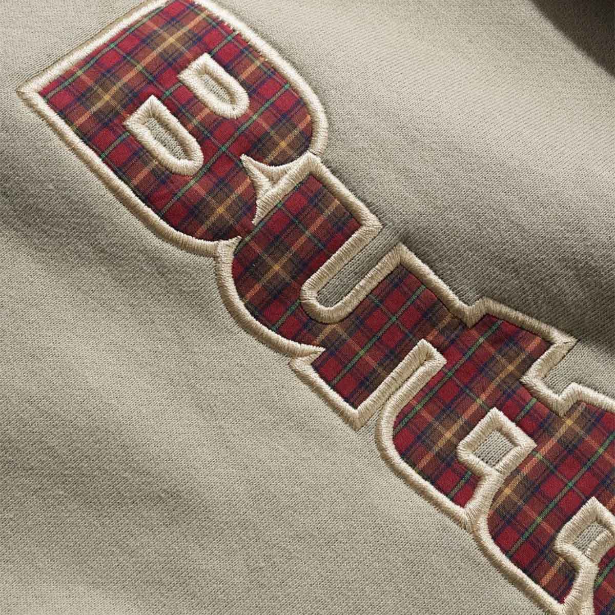 Butter Goods Plaid Logo Applique Hoodie Taupe Detail
