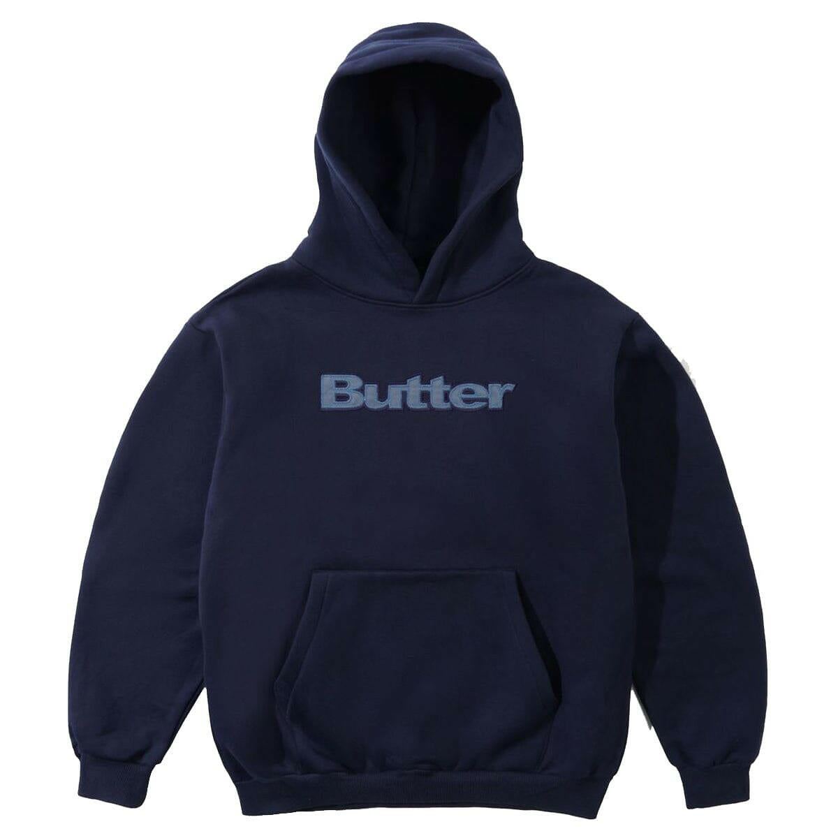 Butter Goods - Satin Logo Applique Hoodie Navy.