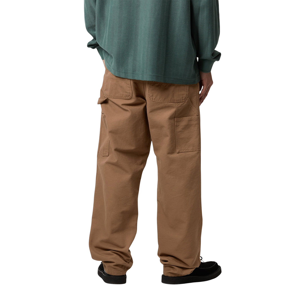 Carhartt WIP Single Knee Pant Hamilton Brown Rinsed Front Back Model