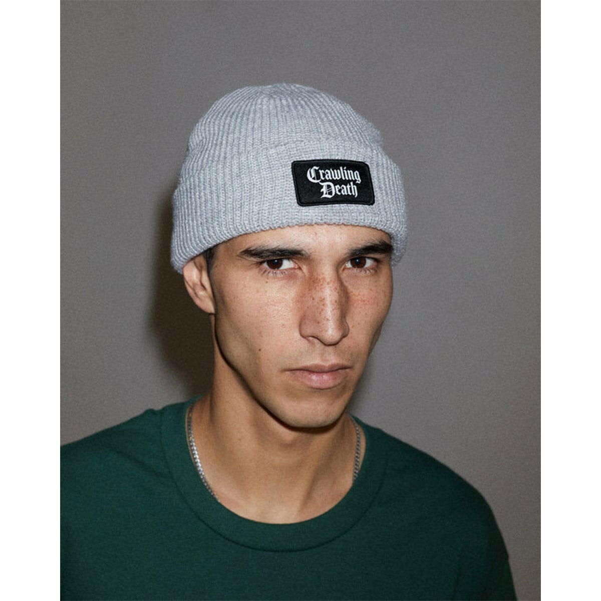 Crawling Death - Mini Patch Knit Beanie Grey.