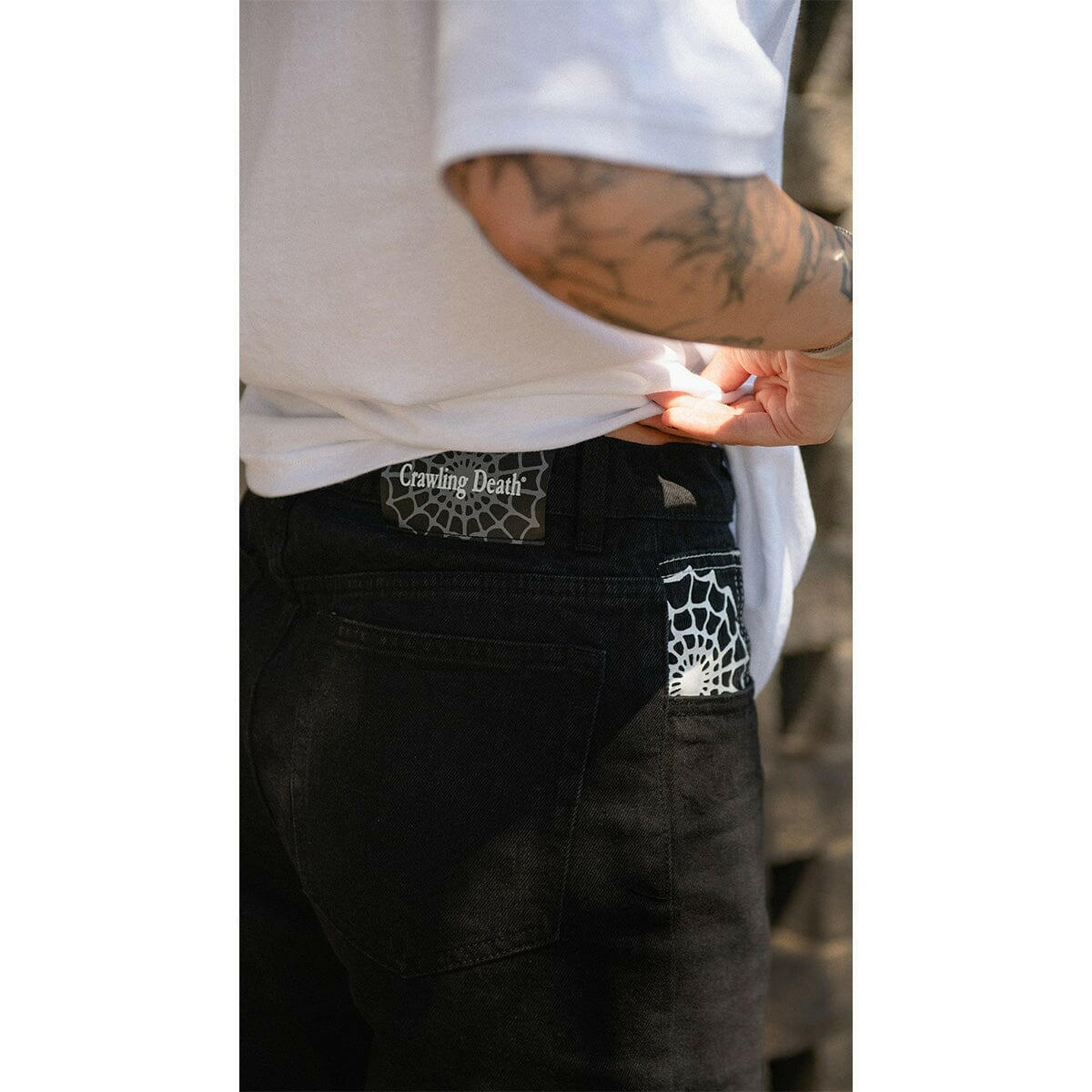 Crawling Death - Web Denim Jeans Black.