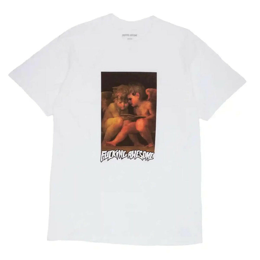 【FUCKING AWESOME】 ANGEL WITH DEMONIC ANGEL TEE WHITE Fucking Awesome Angel With Demonic Angel Tee White