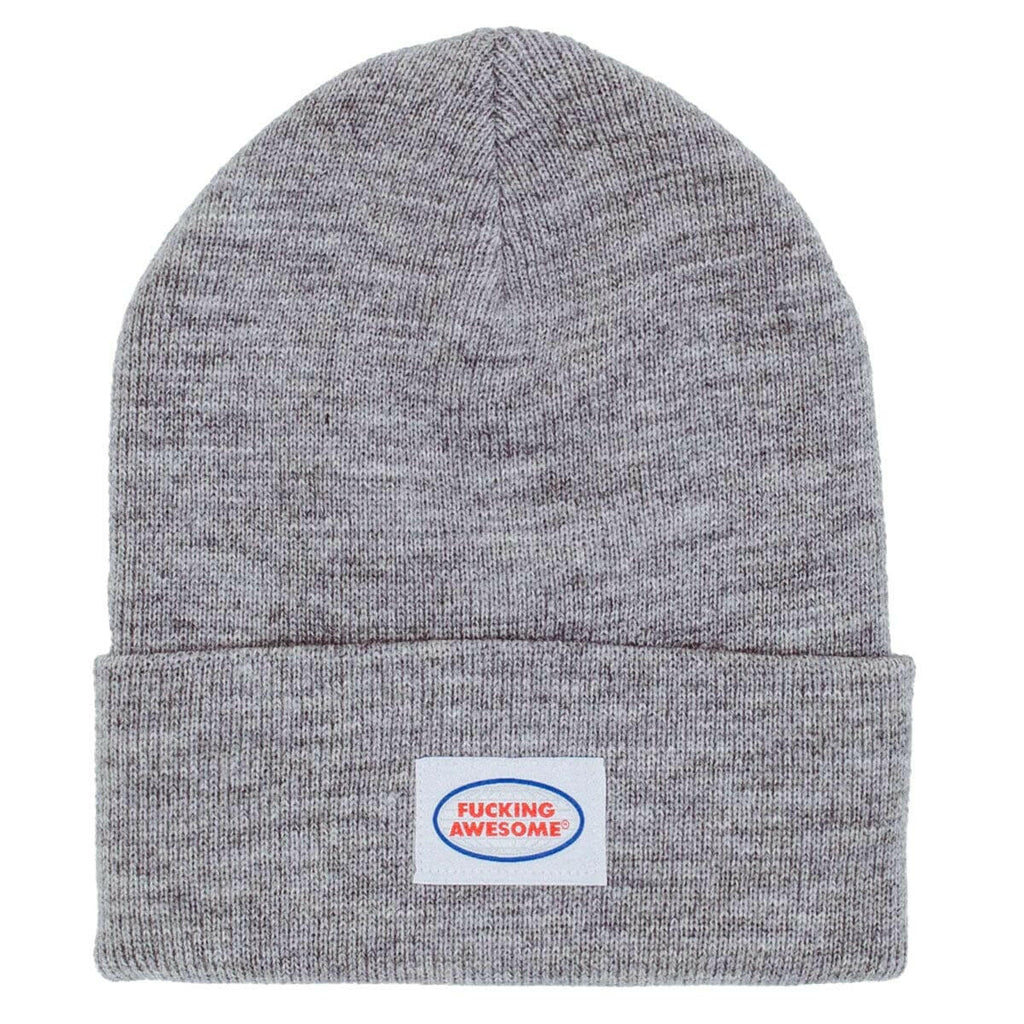 【FUCKING AWESOME】 MECHANIC CUFF BEANIE GREY HEATHER Fucking Awesome Mechanic Cuff Beanie In Heather Grey