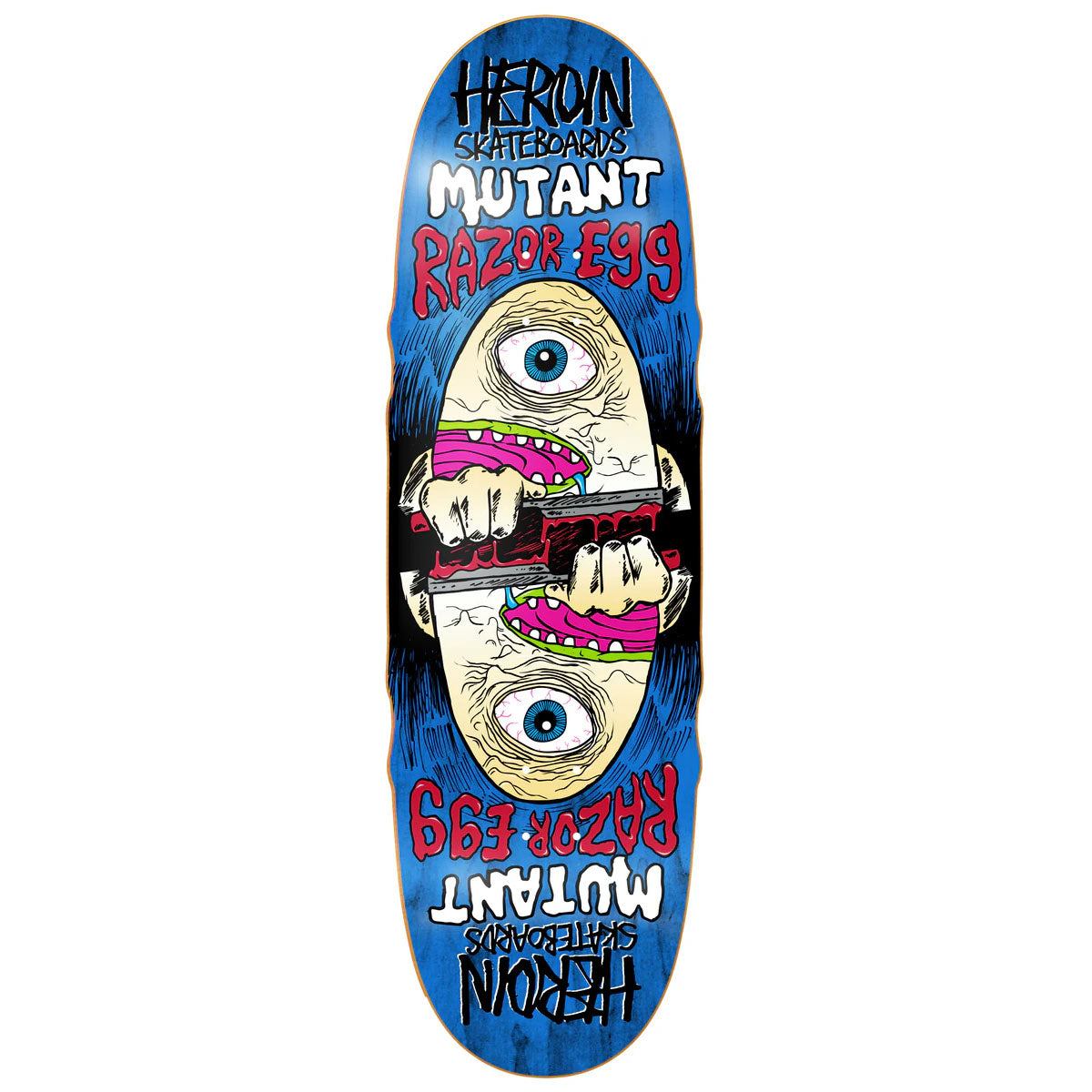 Heroin - Mutant Razoregg Navy 9.5 Skateboard Deck.