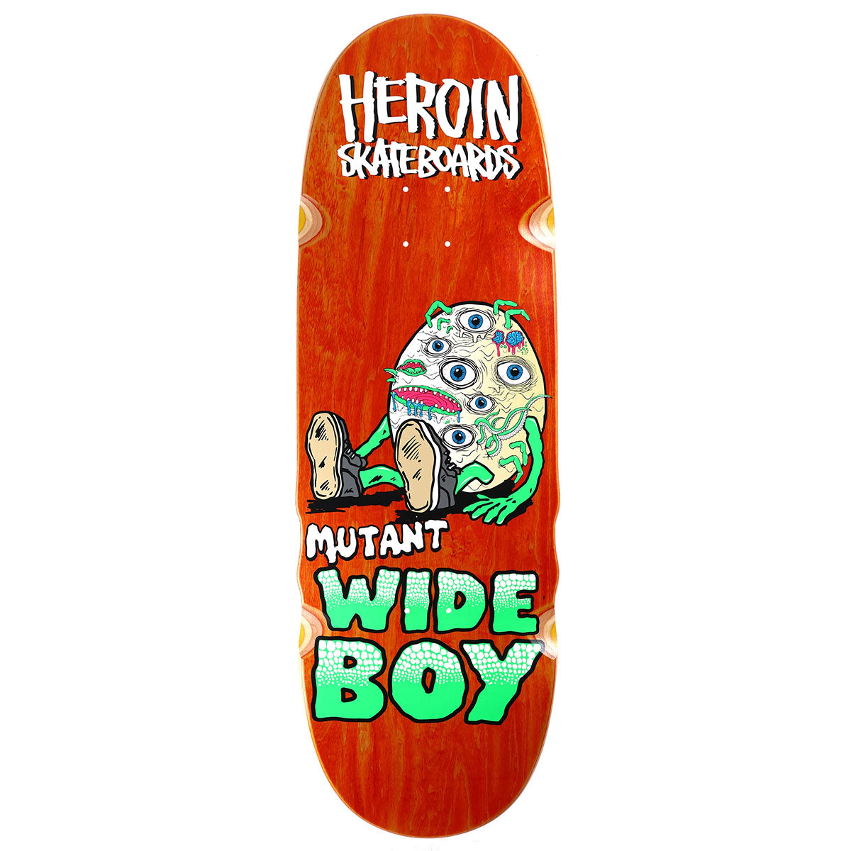 Heroin - Mutant Wide Boy Orange 10.4 Skateboard Deck.