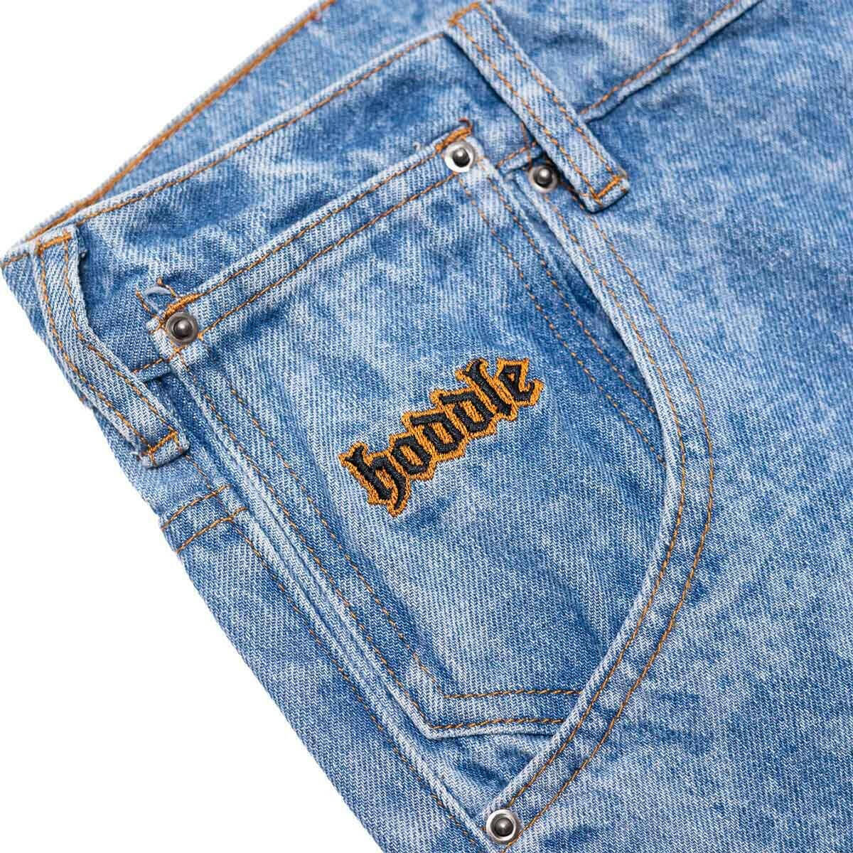 Hoddle - Carpenter Heart Jean Shorts Laser Paint Splatter Light Wash.