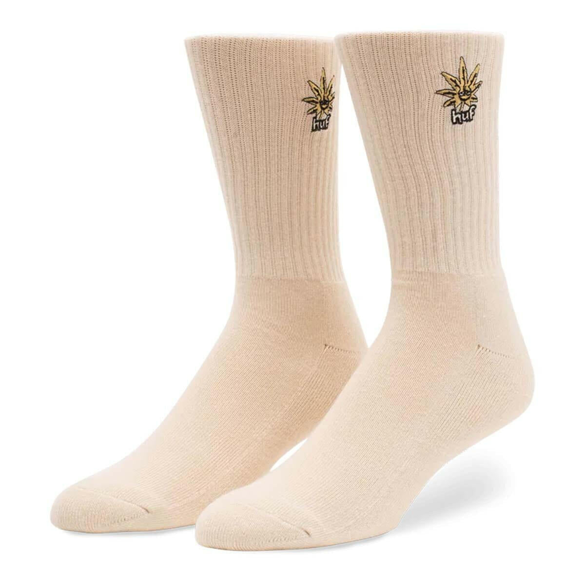 Huf - Green Buddy Embroidered Socks Cream.