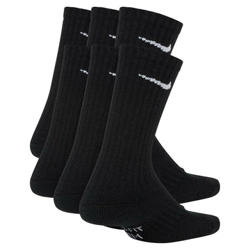 Nike - Everyday Cushioned Youth Crew Socks 6 Pack Black.
