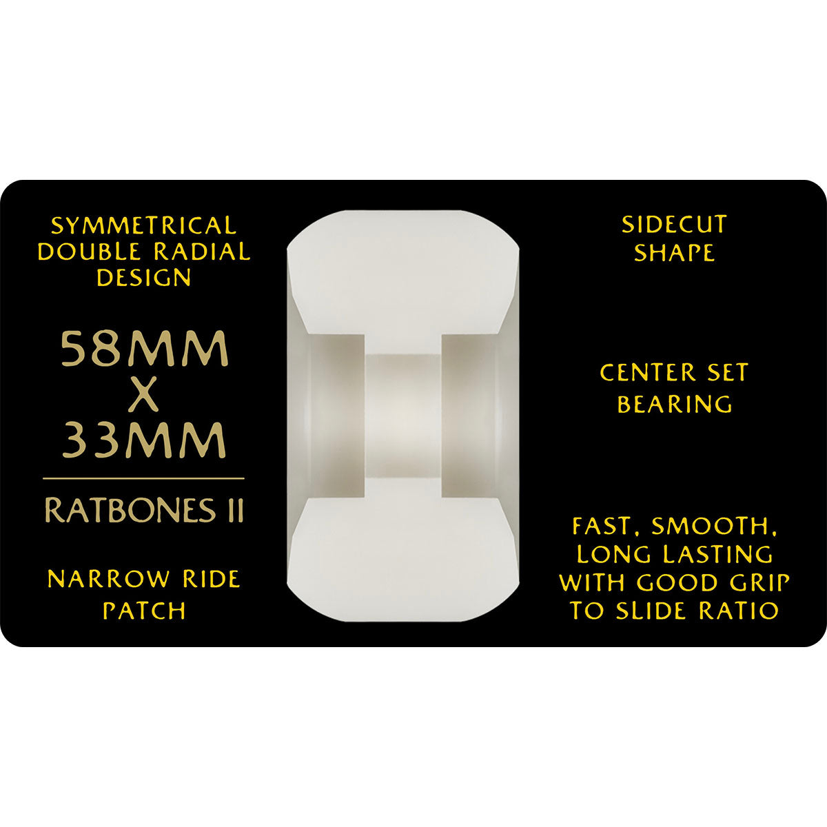 Powell Peralta Dragons Ratbones II Symmetrical 58MM X 33MM 95A Skateboard Wheels Chart