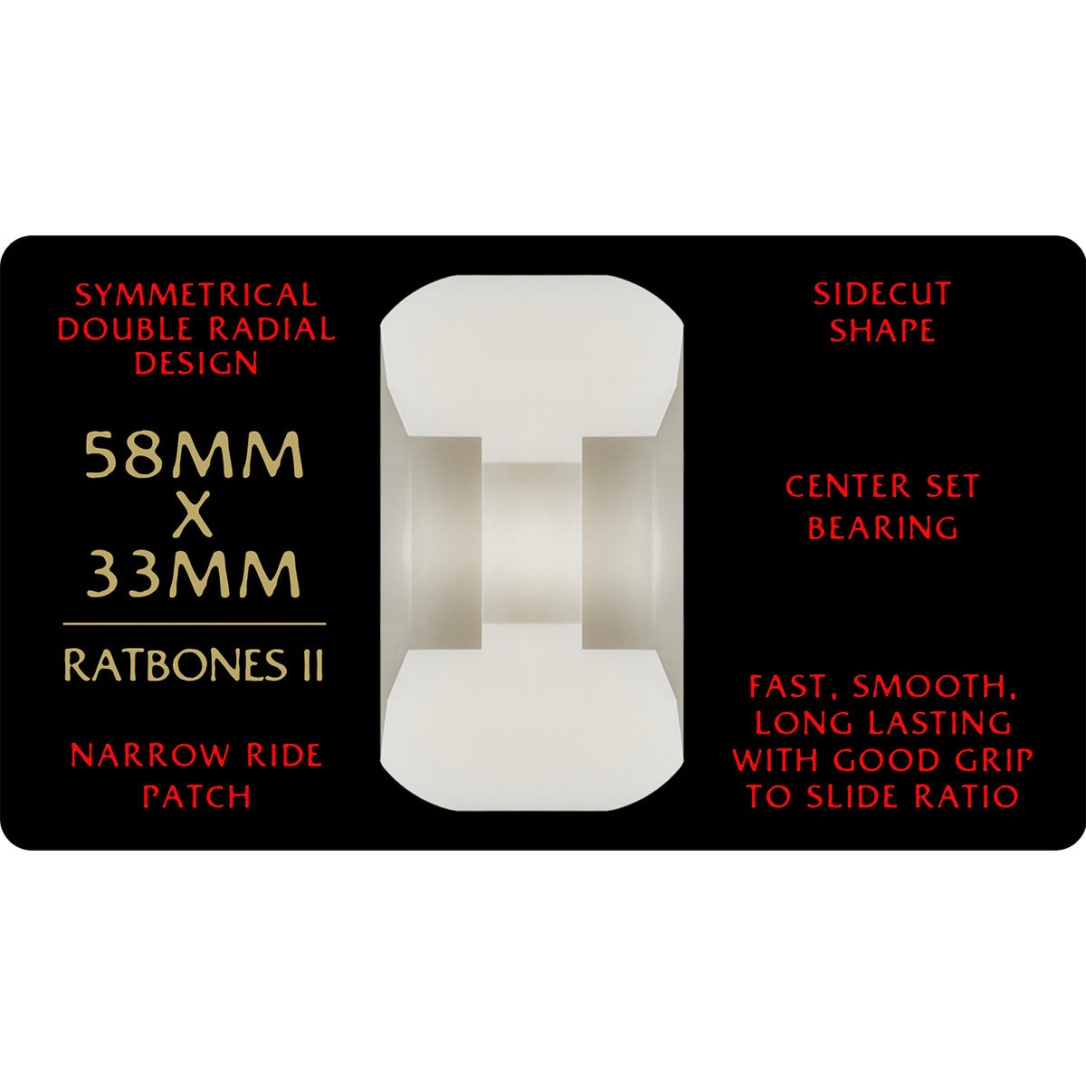 Powell Peralta Dragons Ratbones II Symmetrical 58MM X 33MM 93A Skateboard Wheels Info
