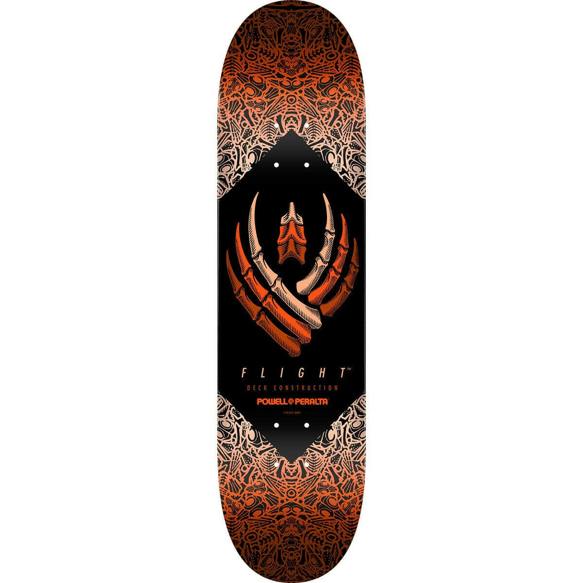 Powell Peralta - Bones Orange Flight 249 8.5 Skateboard Deck.