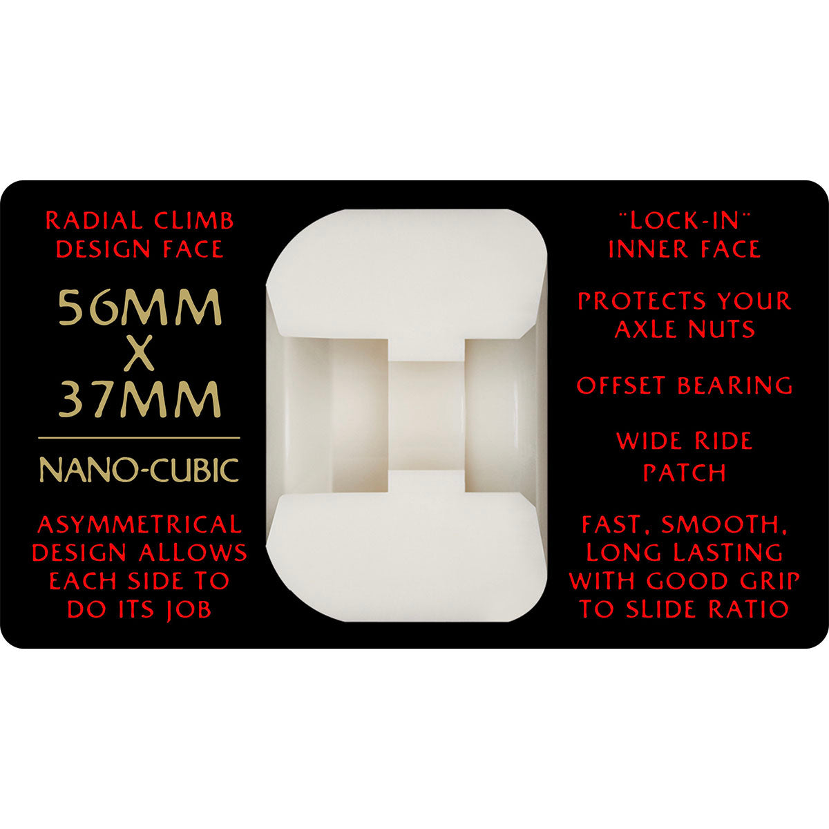 Powell Peralta Nano-Cubic Asymmetrical 56MM X 37MM 93A Skateboard Wheels Info