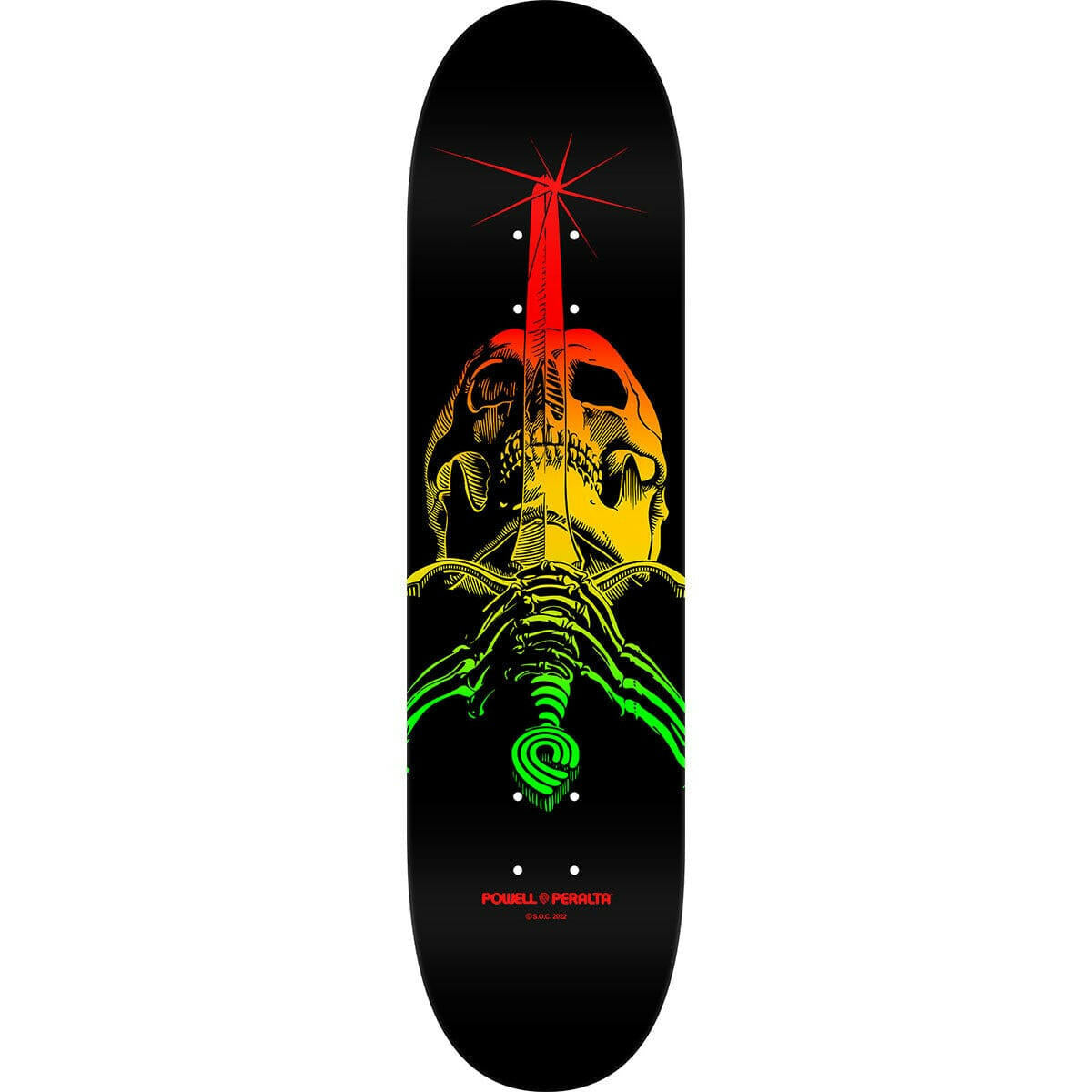 Powell Peralta - Skull & Sword Rasta Fade 246 9.0 Skateboard Deck.
