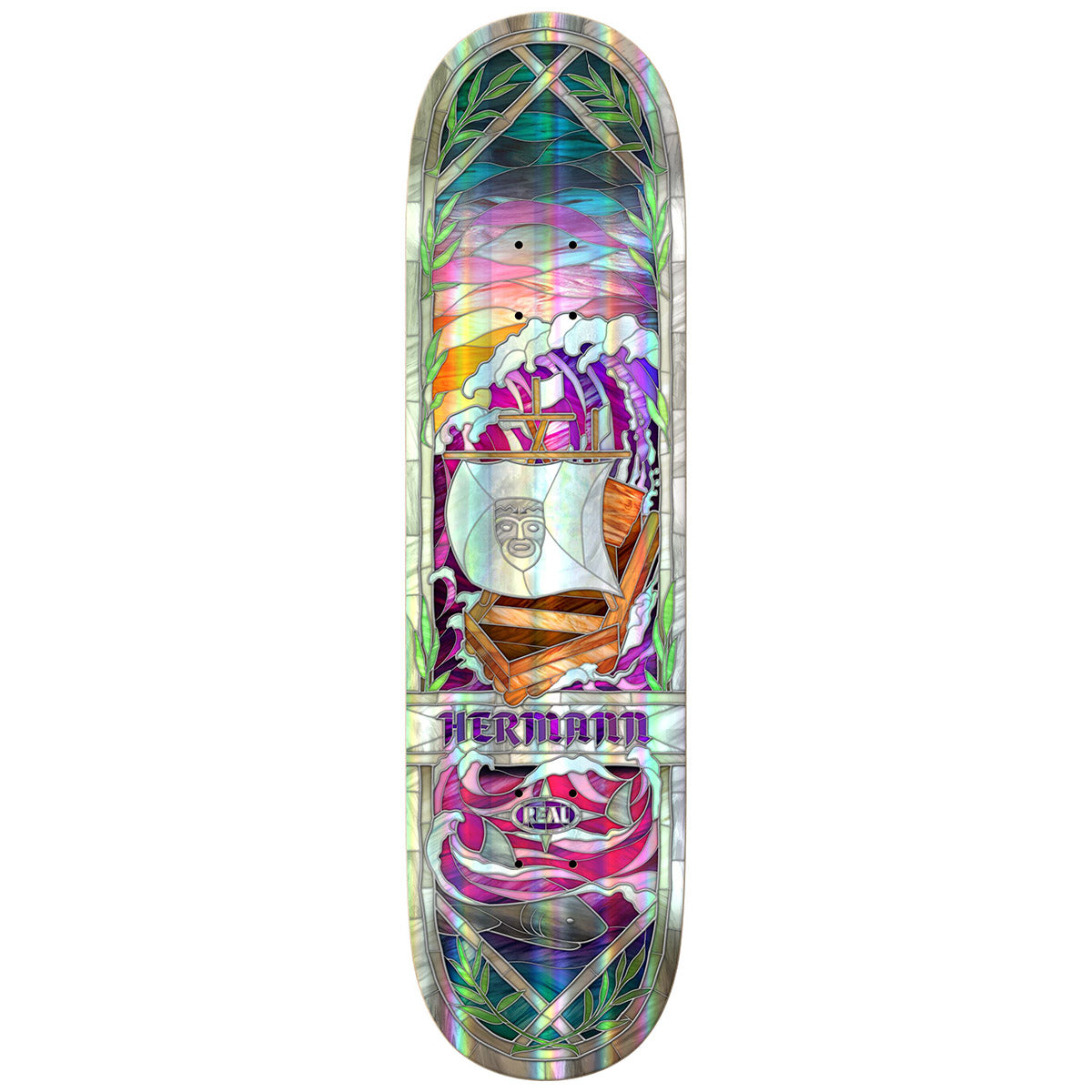 Real - Hermann Stene Holograhic Cathedral Full SE 8.38 Skateboard Deck.