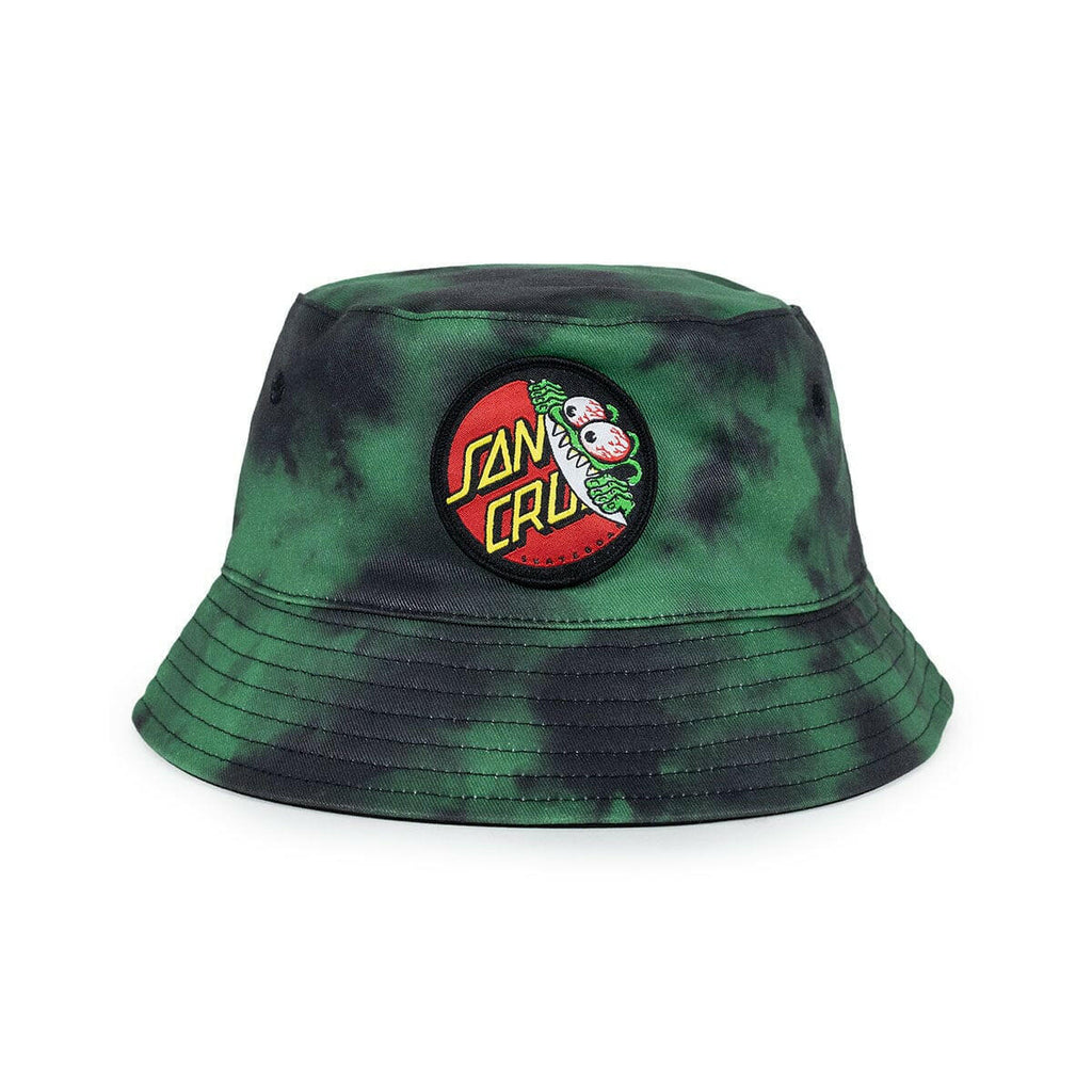 Santa Cruz Beware Dot Youth Bucket Hat Green Tie Dye