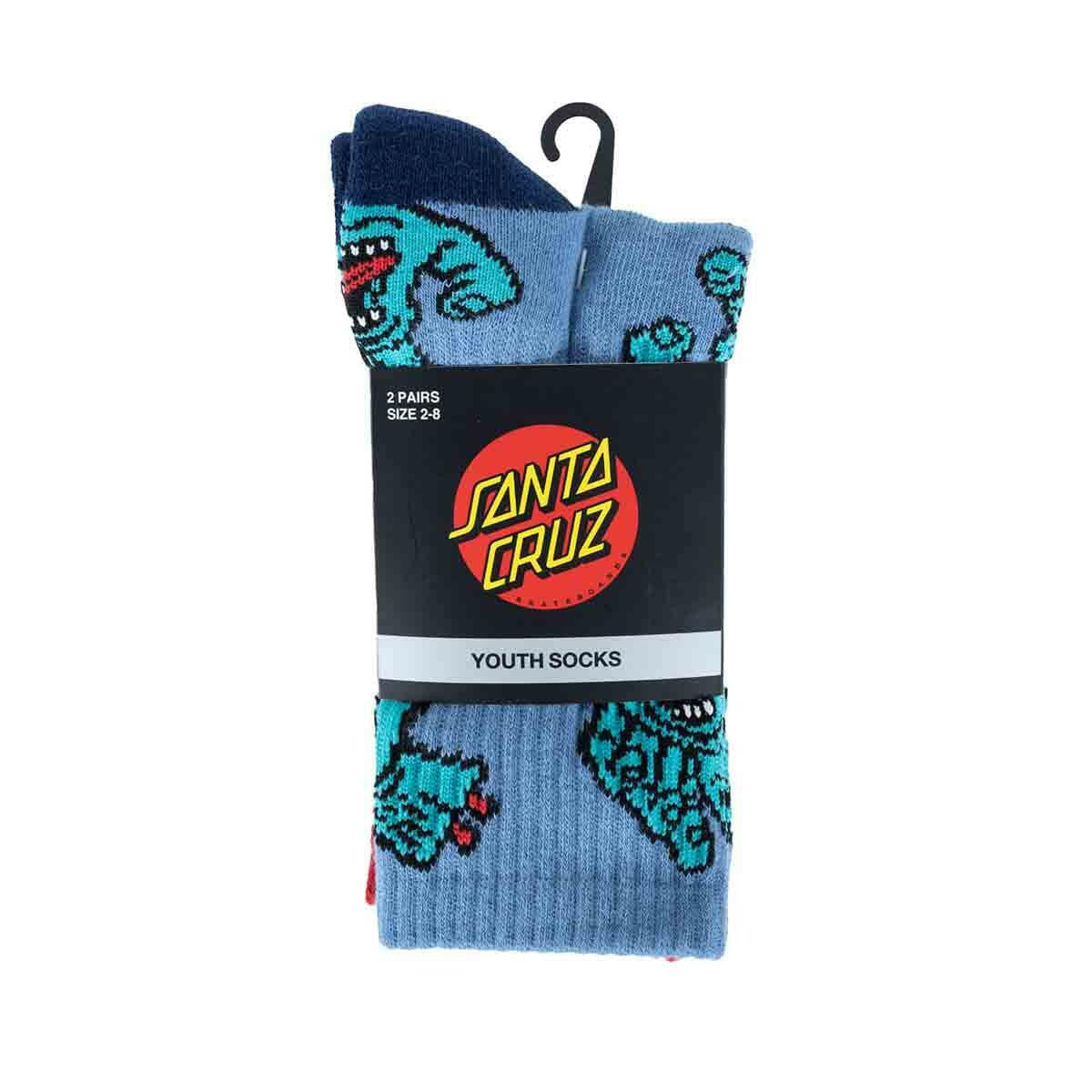Santa Cruz - Crowded Hand Crew 2 Pack Youth Socks.
