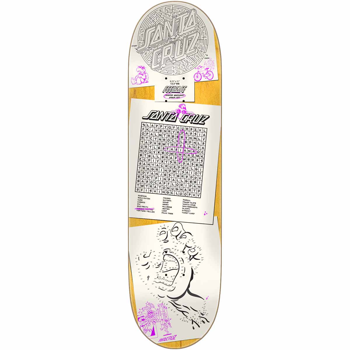 Santa Cruz Fabiana Delfino Scribble FeelBase 8.25 Skateboard Deck Top