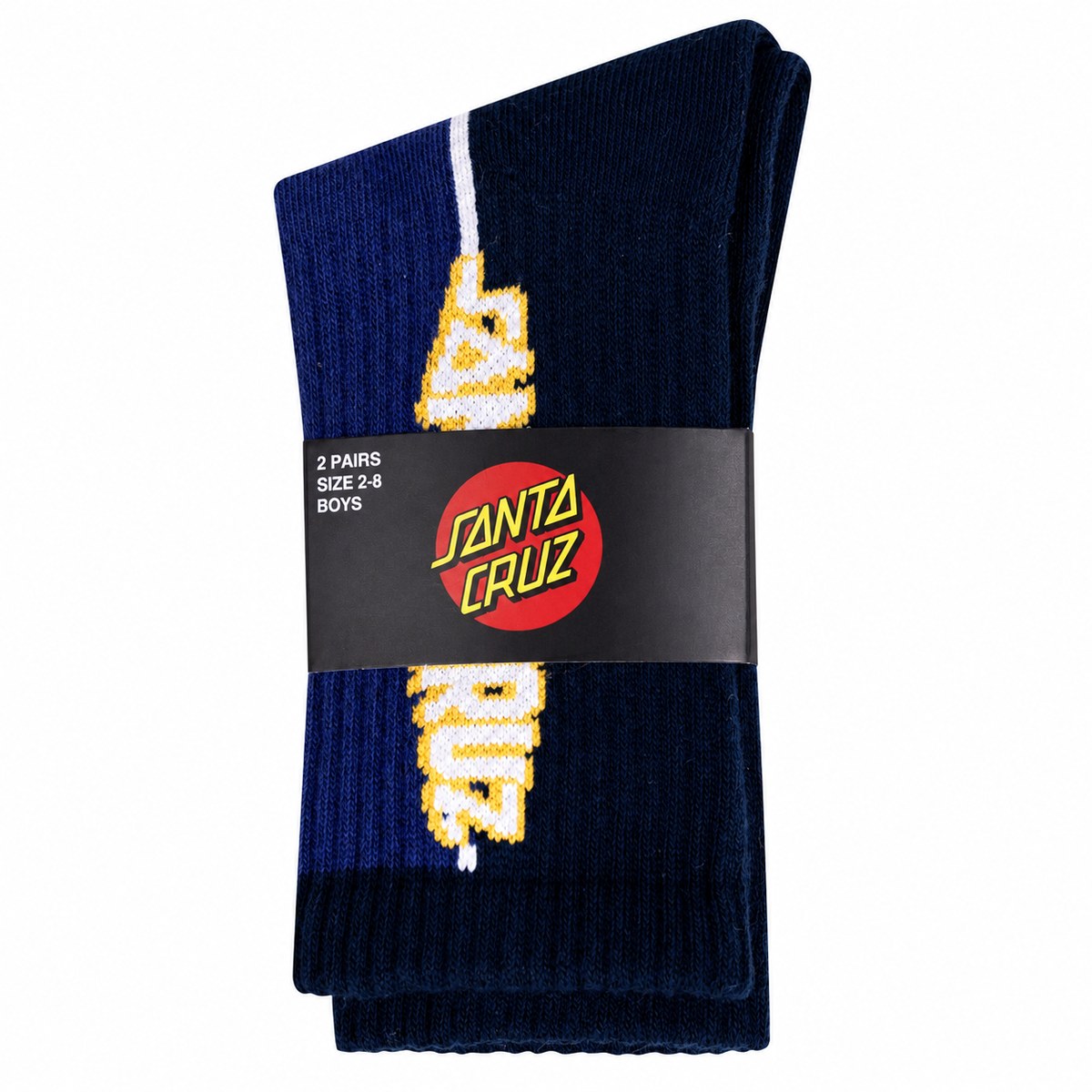 Santa Cruz Fisheye Strip Youth Crew Socks 2 Pack Dark Blue/Red - pack