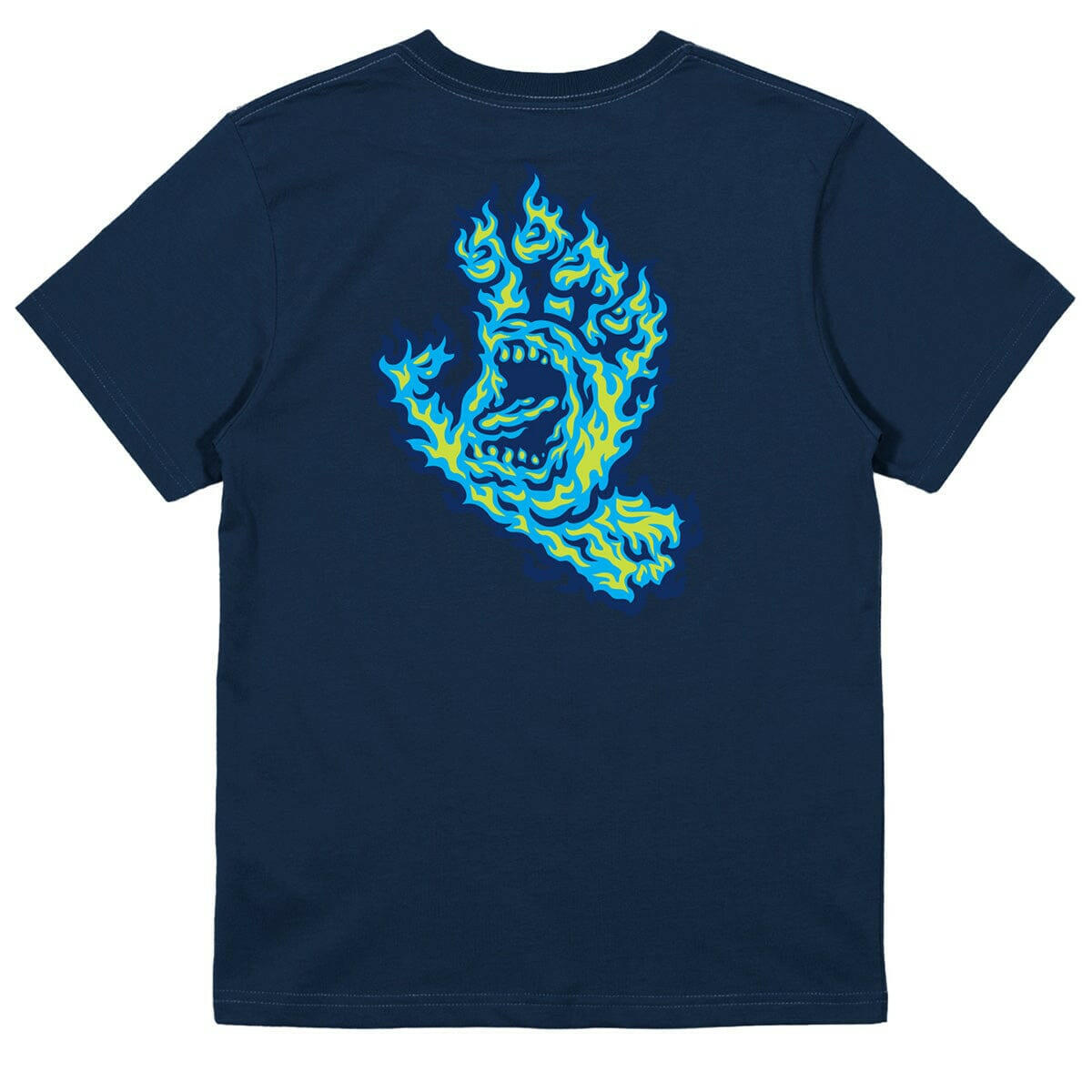Santa Cruz - Flame Strip Hand Youth Tee Navy.