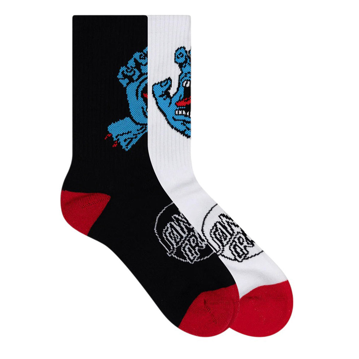 Santa Cruz Opus Screaming Hand Long 2 Pack Youth Socks Black/White