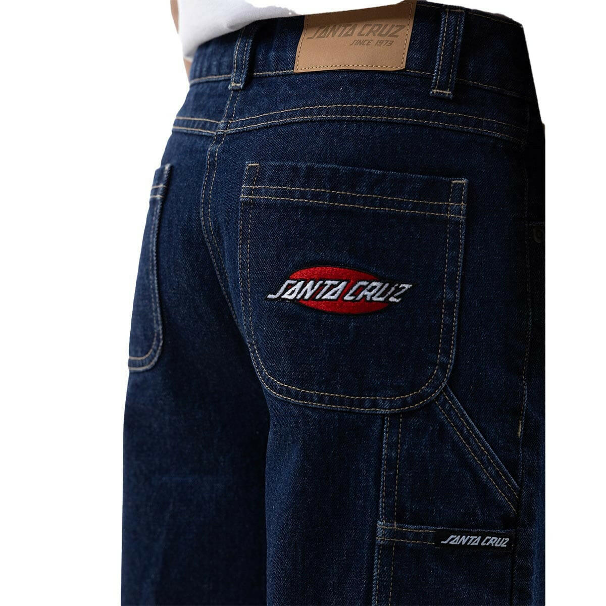 Santa Cruz - Oval Strip Youth Carpenter Shorts Dark Indigo.
