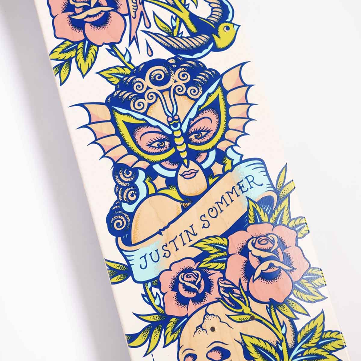 Santa Cruz Justin Sommer Tattooed 8.25 Skateboard Deck Detail