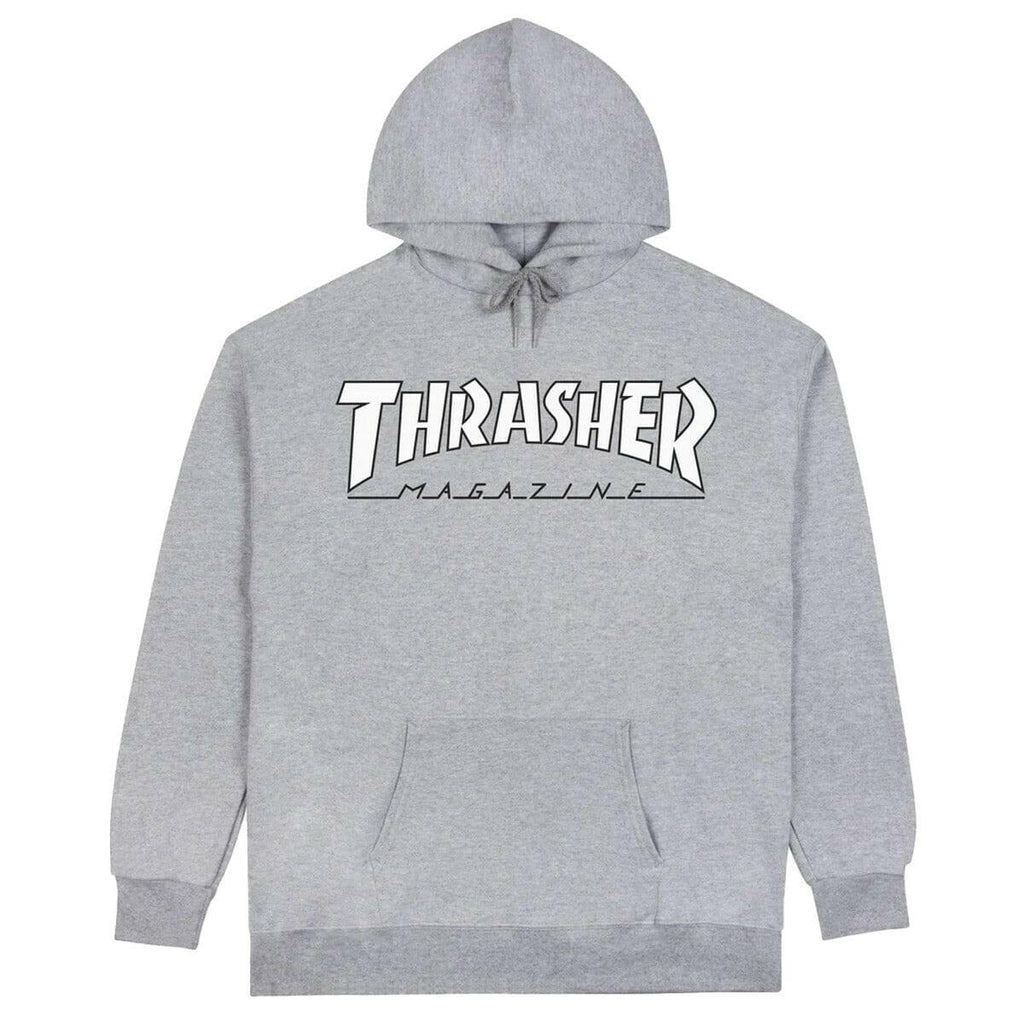 Mens Hoodie Thrasher White Hoodie Thrasher Outlined Hoodie Grey/White