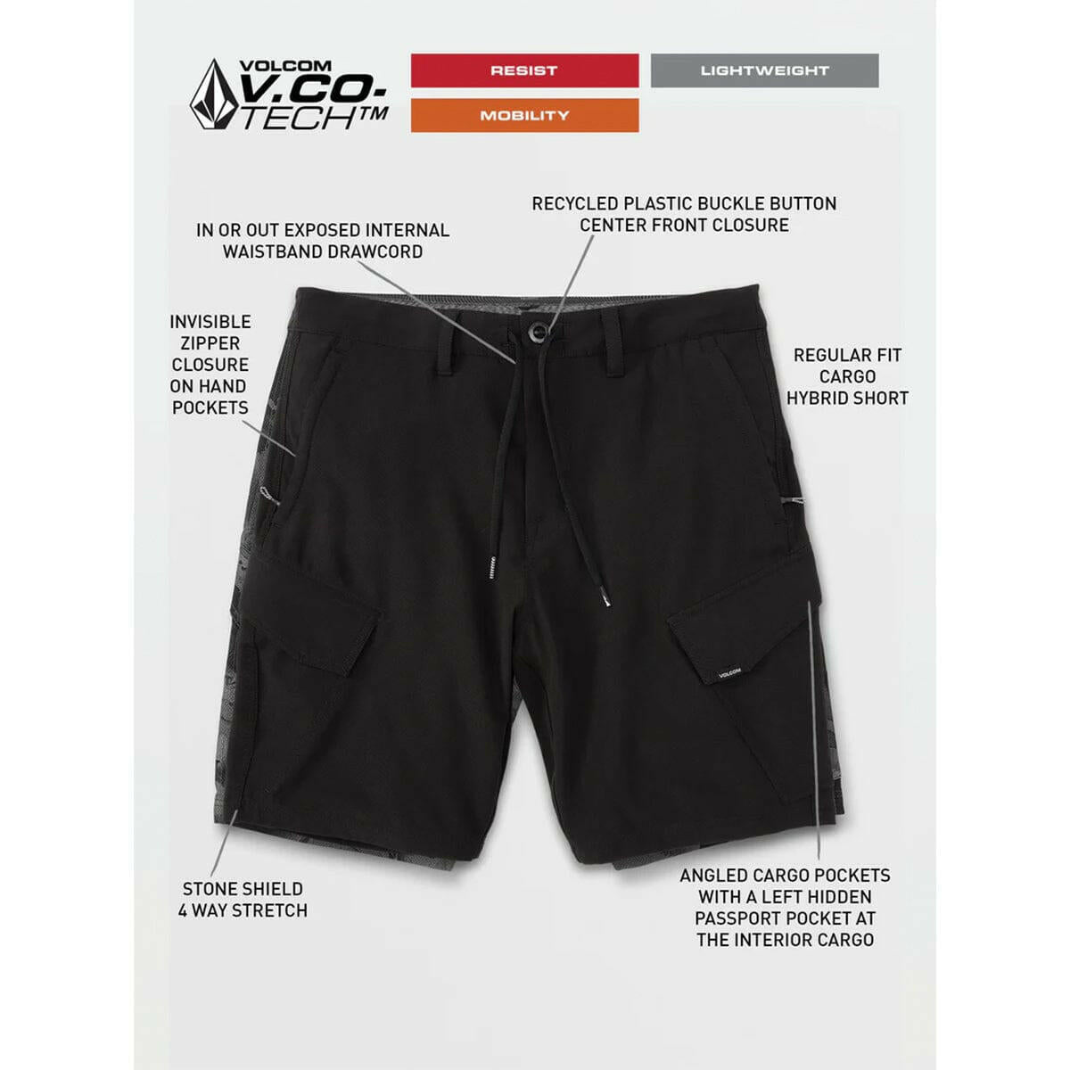 Volcom - Country Days Hybrid Shorts Black.