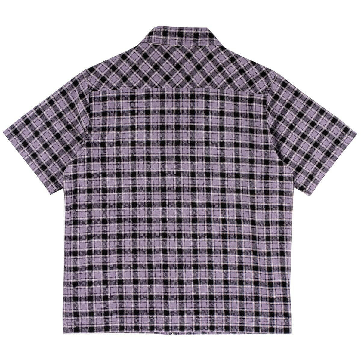Welcome - Cell Woven Plaid Zip Shirt Lavender Grey.