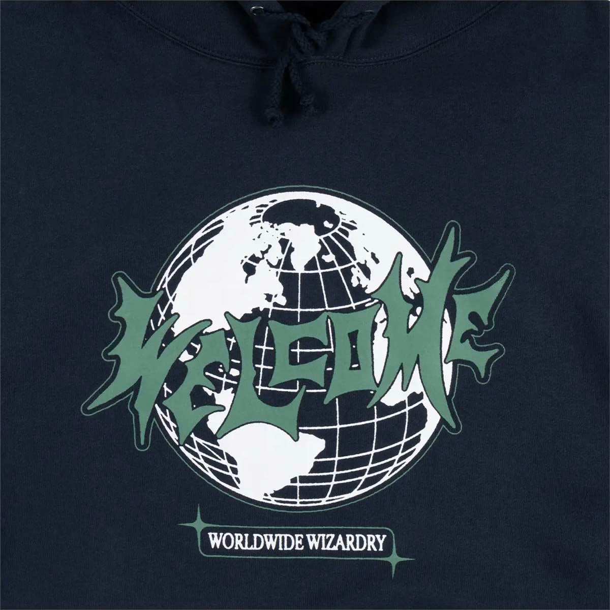 Welcome - Mister Worldwide Hoodie Slate Blue Detail