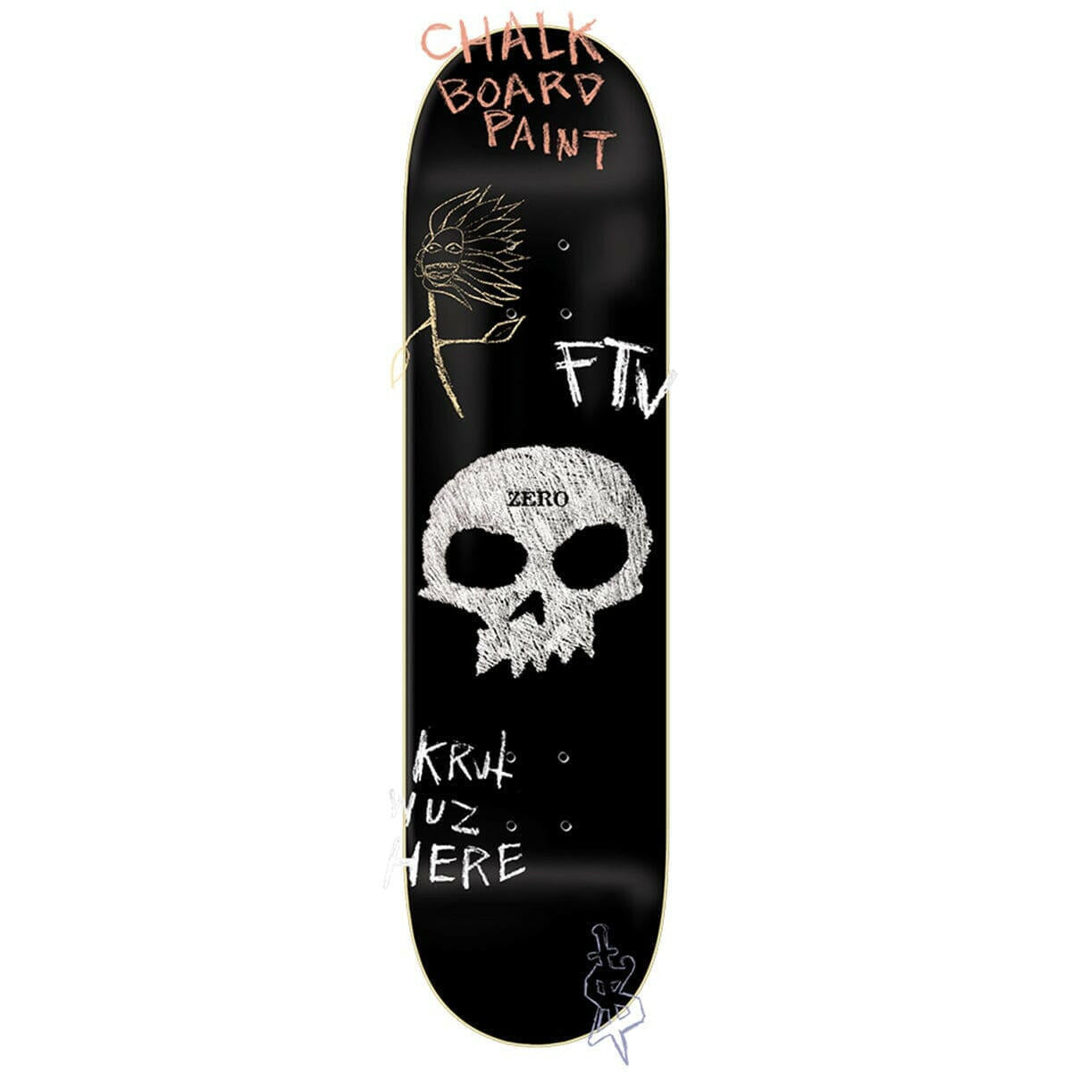 Zero - Single Skull Chalkboard 8.25 Skateboard Deck.