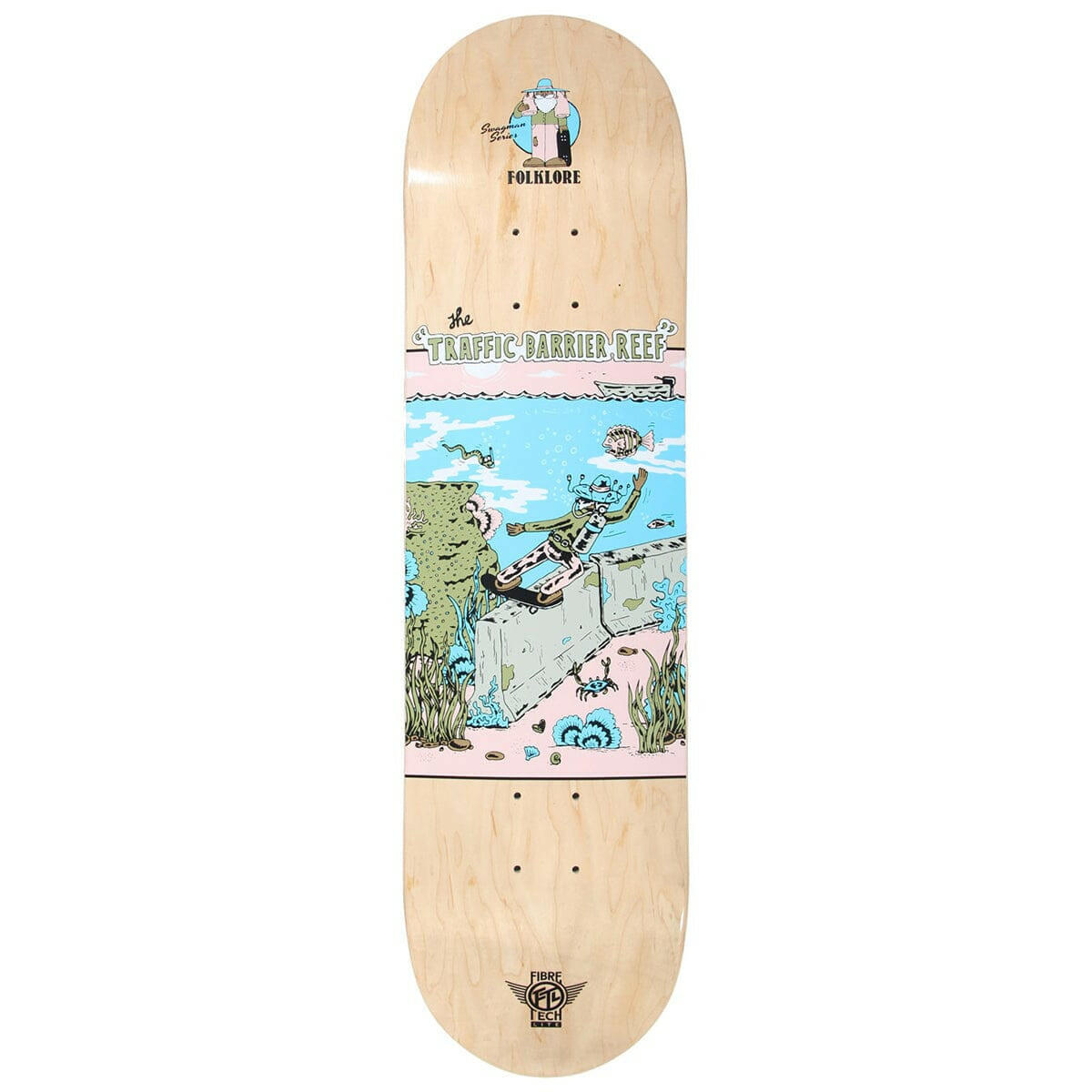 Folklore - Traffic Barrier Reef Pink 8.25" Skateboard Deck.
