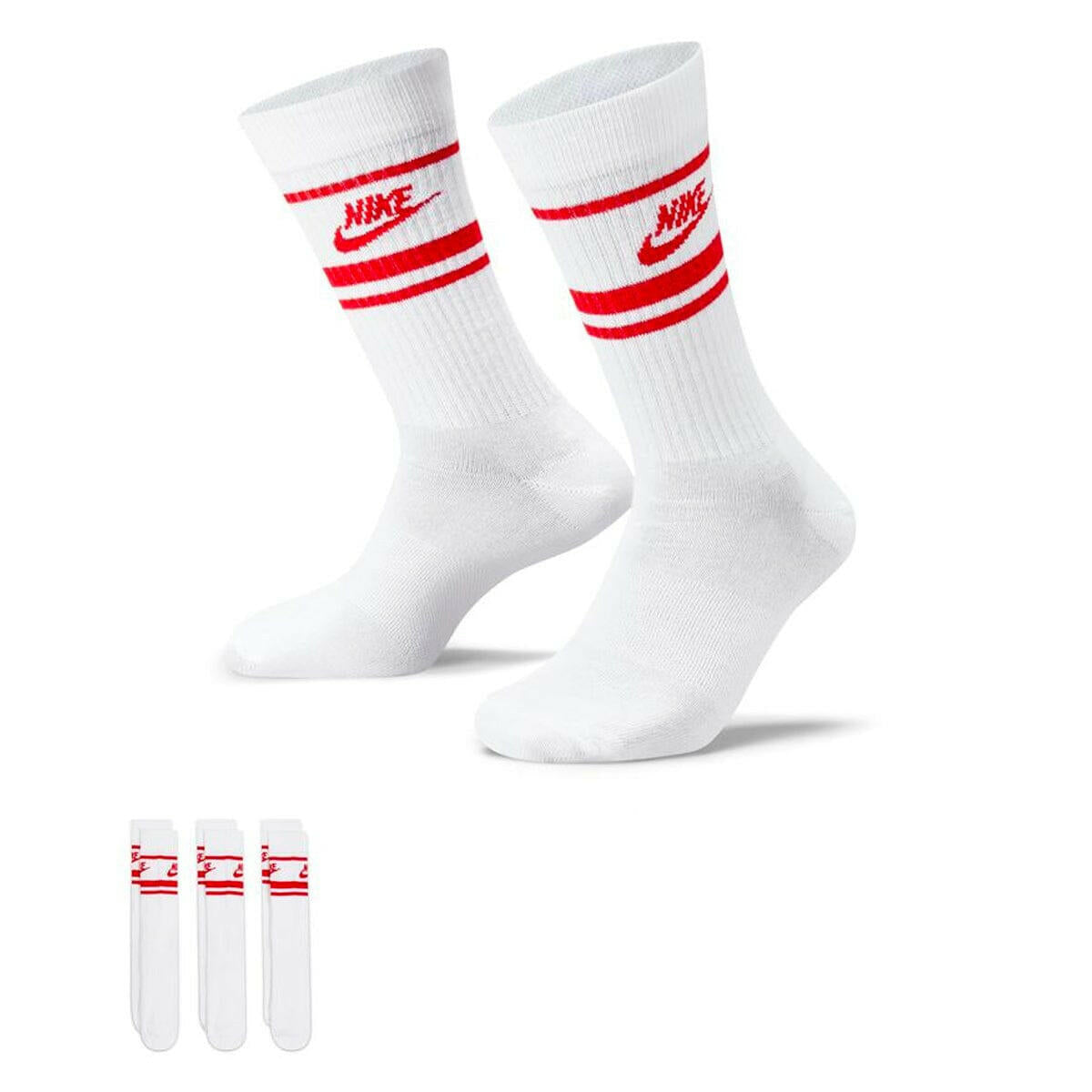Nike - Everyday Essential Socks White/Red 3 Pack.