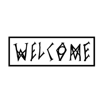 Welcome - Scrawl 5" Sticker White.