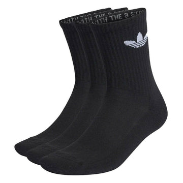 Adidas - Cushioned Trefoil Mid-Cut Crew 3 Pack Socks Black.