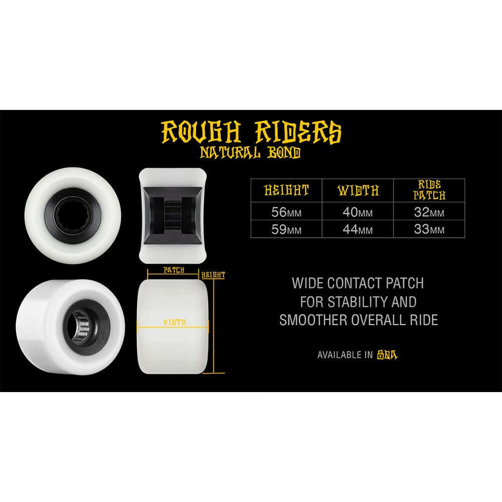 Bones - Rough Riders Runners Black 56MM 80A ATF Skateboard Wheels.