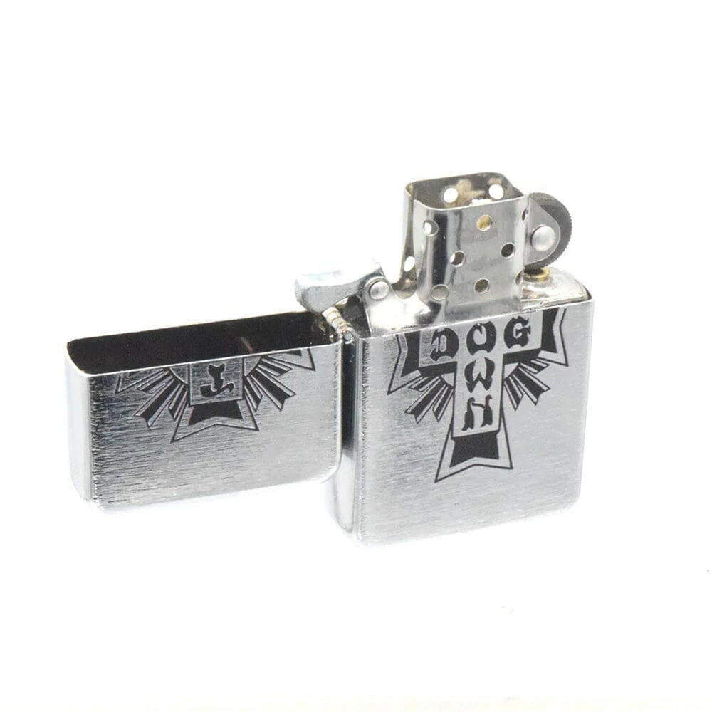 Dogtown - Cross Logo Flip Top Metal Lighter Silver.