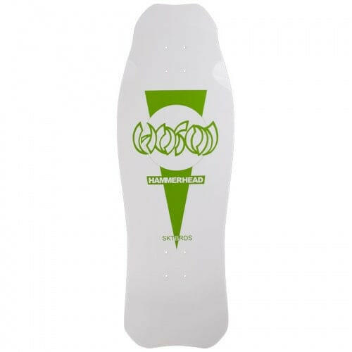Hosoi - Hammerhead White/Green 10.375" Reissue Skateboard Deck.