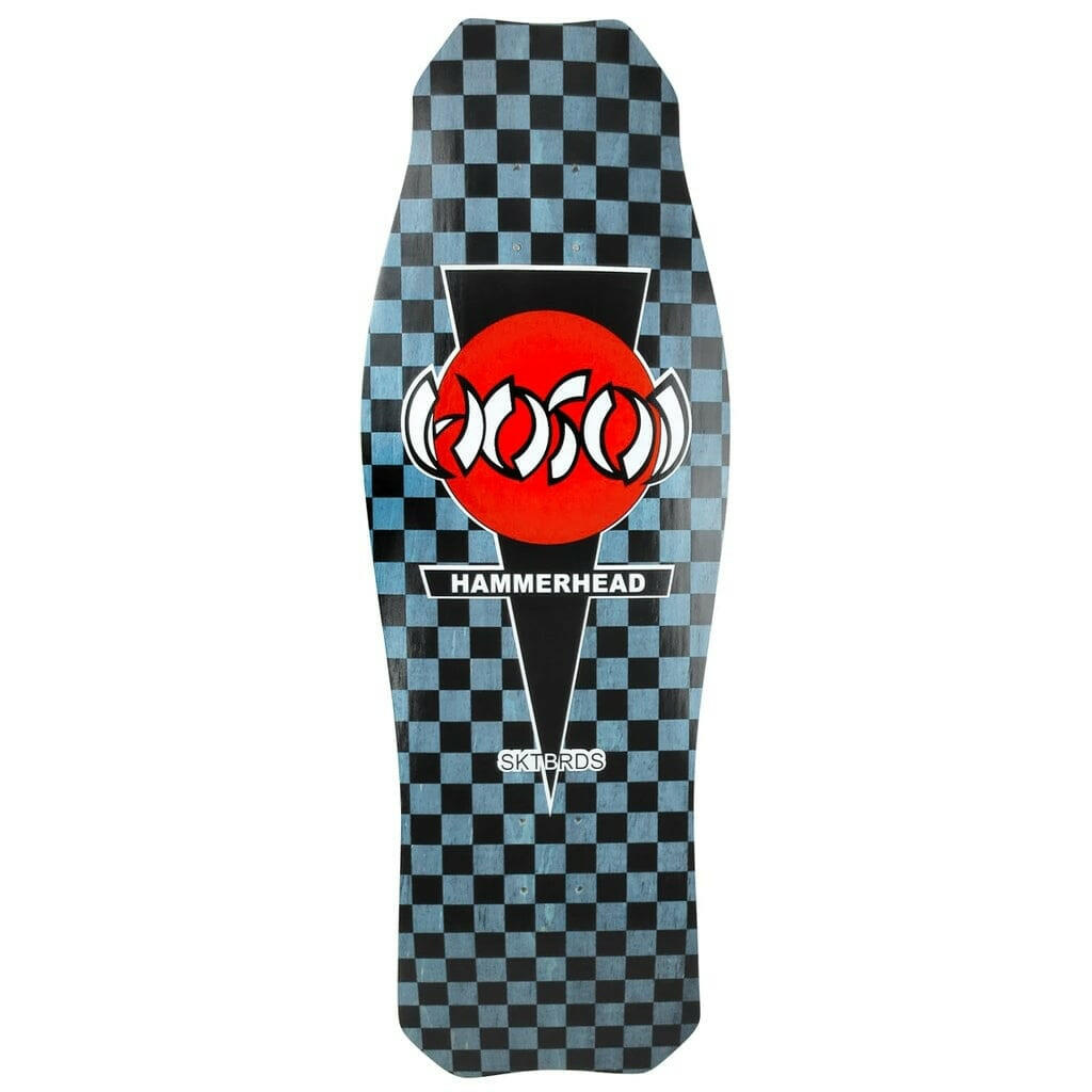 Hosoi - OG Hammerhead Black/Blue Checkerboard 10.5" Reissue Skateboard Deck.