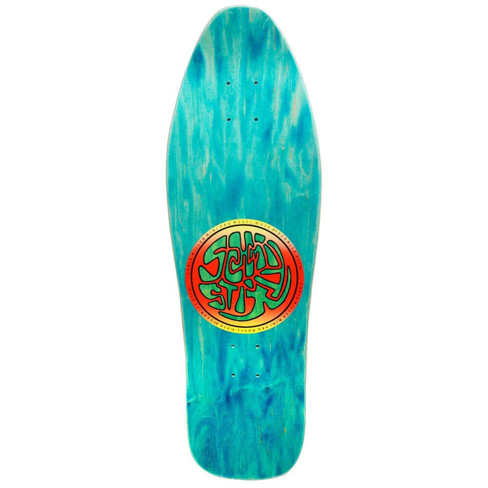 Schmitt Stix - Chris Miller Cat Bird Turquoise 9.5 Reissue Skateboard Deck.