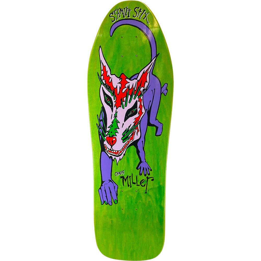 Schmitt Stix - Chris Miller Dog Green Stain 10.0 Reissue Skateboard Deck.