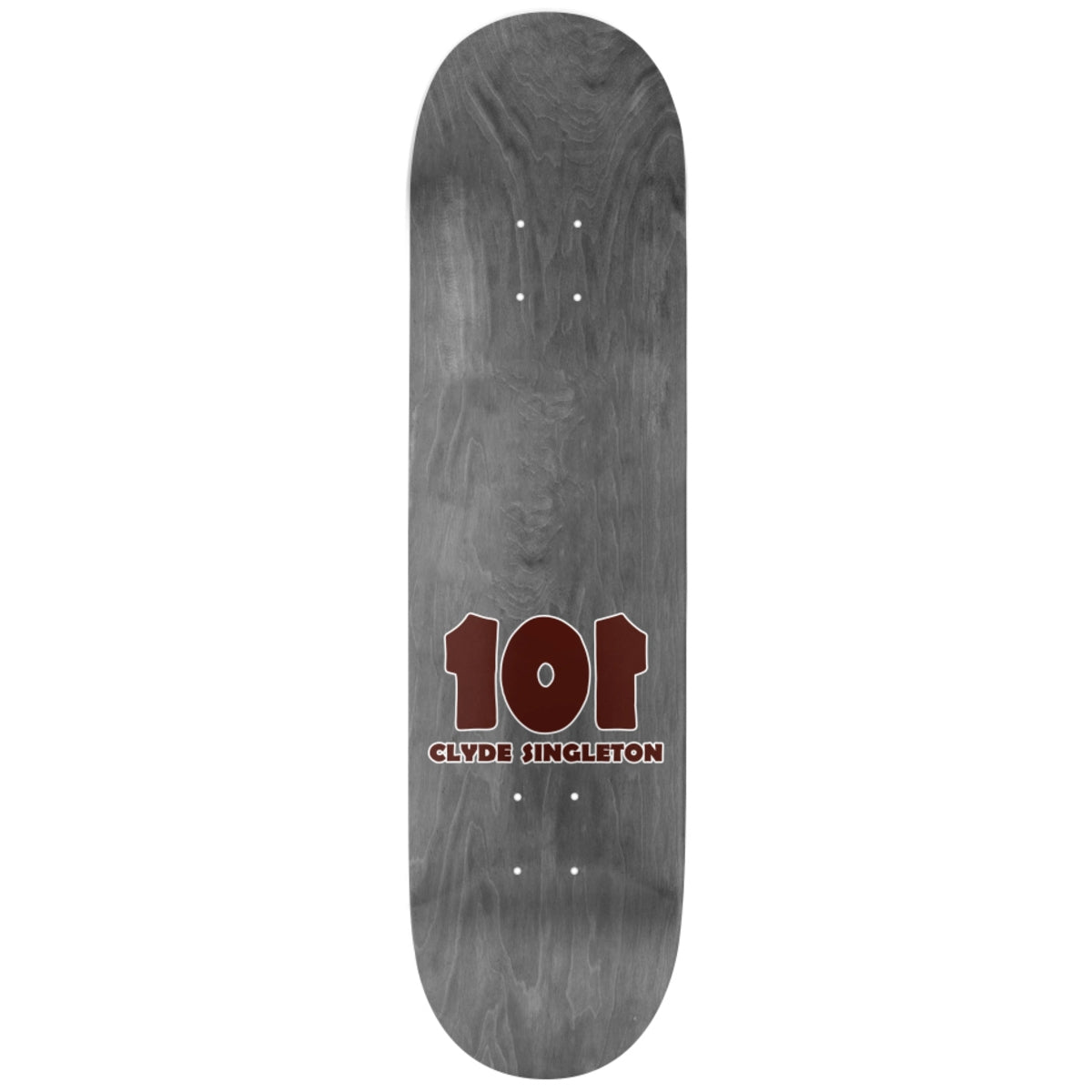 101 Clyde Singleton Windrush 7.5 Reissue Skateboard Deck Black - top/reverse view